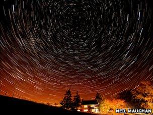 Star trails in Cumbria, photo by Neil Maughan