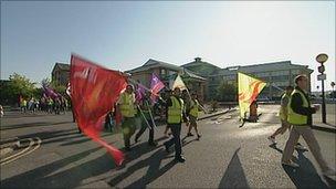 Council workers marching through Southampton