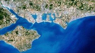 Aerial photo of southern England