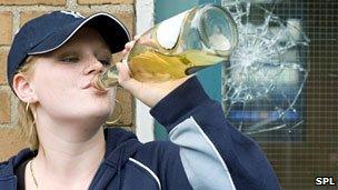 Teenage girl drinking