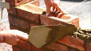 A bricklayer at work