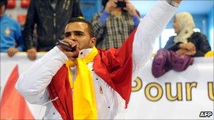 Tunisian rap singer Hamada Ben Amor, better known as El General. Photo by FETHI BELAID/AFP