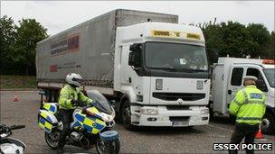 Lorry stopped by police