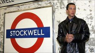 Alex Pereira, a cousin of Jean Charles de Menezes, at Stockwell Tube station Sunday July 24, 2005