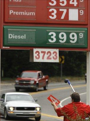 US fuel prices at garage