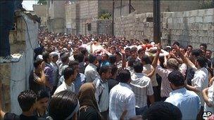 Unverified photo said to show funeral protest in Kaboun, Syria (16 July 2011)