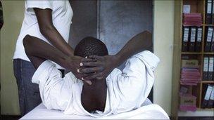 A man being circumcised in Rwanda