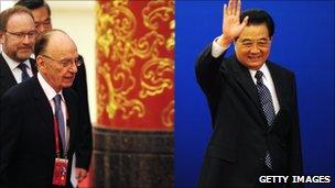 Chinese President Hu Jintao with Rupert Murdoch