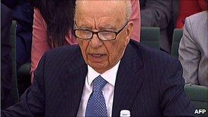 Rupert Murdoch at the culture select committee hearing, July 2011
