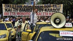 Taxi drivers protest in Athens
