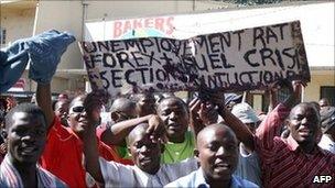 Protesters with placards in Lilongwe