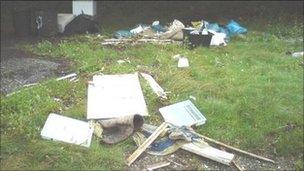 Rubbish dumped on A39 in Cornwall