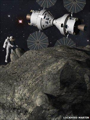 Astronaut at asteroid
