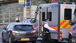 Police at the scene outside Tottenham Hale Tube station