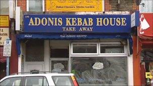 Siop bwyd cyflym Adonis Kebab House