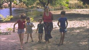 Jenny with her four sons in Africa in 1977