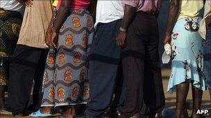 Voters queuing in Liberia during elections in 2005