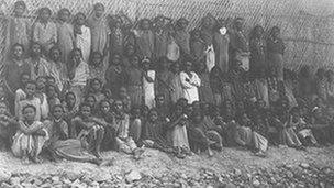 Ethiopian children, enslaved in Ethiopia, freed by the British navy arrive in Aden. Photo: University of Cape Town
