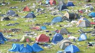 The campsite after Leeds Festival