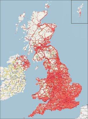 Map of UK with data points