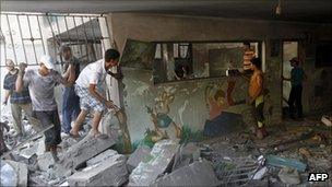 Bombed sporting club in Beit Lahia, 25 August