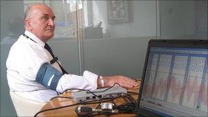 Steve Pound MP connected to the polygraph machine