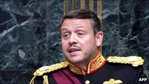 King Abdullah II of Jordan giving "speech from the throne" to parliament