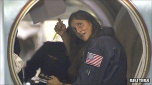 Us Astronaut Sunita Williams during a training session on 4 Aug 2011