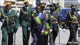 Robert Mugabe at the state opening of Parliament this week