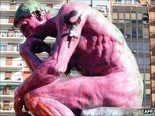 Vandalised Rodin in Argentina