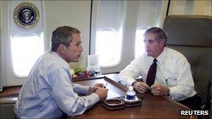 President Bush and Andy Card on Air Force One