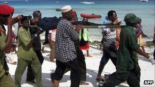 Man rescued from Zanzibar ferry sinking (10 September 2011)