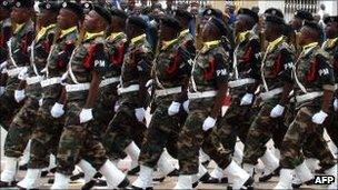 Angola soldiers on parade