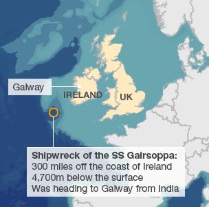 Map showing location of shipwreck