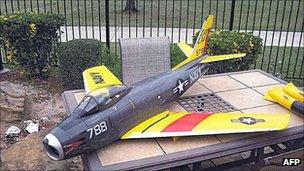 Remote controlled model of the US Navy 1950s Sabre jet fighter that allegedly belonged to Rezwan Ferdaus.