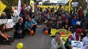 Protesters outside the gates on Monday 3 October