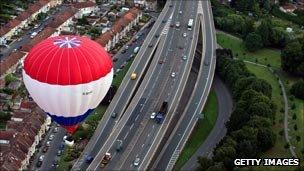 Hot air balloon over Bristol