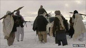 File photo of Taliban fighters in Afghanistan (January 2009)