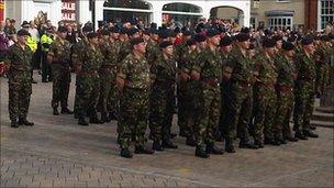 101 Engineer Regiment (EOD) on parade through Saffron Walden
