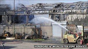 The damaged unit. Photo: Hereford & Worcester Fire Service.