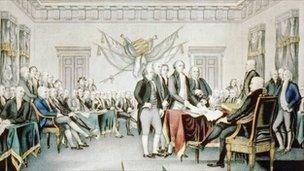 Painting of the second continental congress
