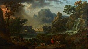 Claude Joseph Vernet A Landscape at Sunset Giclee Canvas Print Paintings Poster 