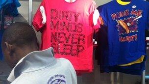 T-shirts for sale in a Markham and Sports Scene store