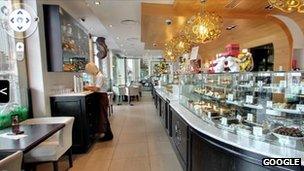 Google's Street View shows the interior of a chocolate shop