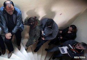 Workers queuing in Greece