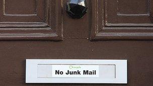Sign on a letterbox requesting no junk mail
