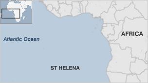 Map showing St Helena