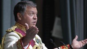 King Abdullah of Jordan addressing parliament - October 2011