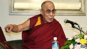 The Dalai Lama speaks to the media in Japan on 4 November 2011