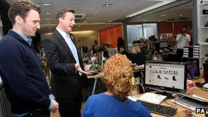Prime Minister David Cameron at internet firm Stylist Pick